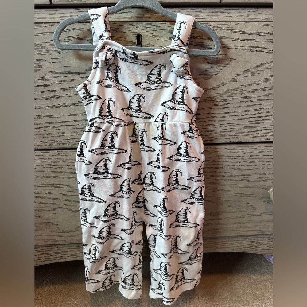 Kate Quinn Adorable Kids Overalls with Witch Hat Print